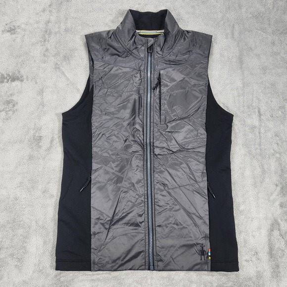 Smartwool Vest Mens Small Gray Black SmartLoft Insulated Merino Wool Full Zip - Picture 1 of 12